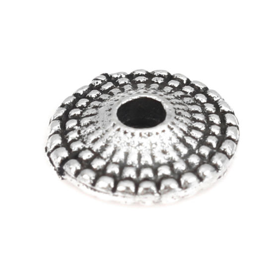 Picture of Zinc Based Alloy Spacer Beads Bicone Flying Saucer Dot Carved About