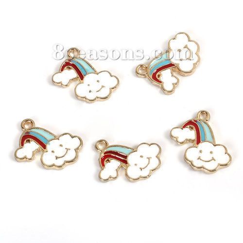 Bild von Zinkbasierte Legierung Wetter Sammlung Charms Cloud Rainbow Emaille