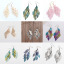 Picture of Brass Filigree Stamping Earrings Leaf Hollow Silver Tone & Gold Plated 80mm(3 1/8"), Post/ Wire Size: (21 gauge), 1 Pair