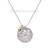 Picture of Copper Flower Of Life Necklace Ball Chain & Pentagram Star Round Hollow  