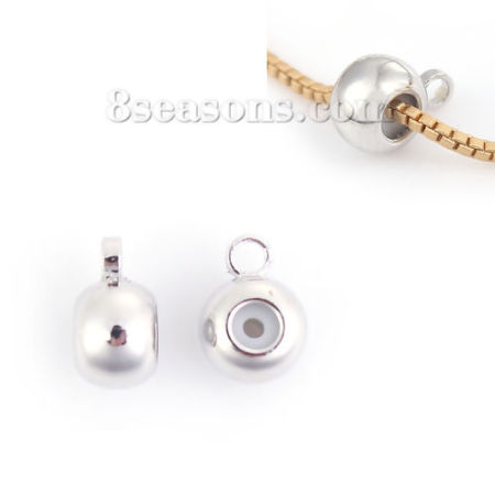 Brass Slider Clasp Beads Round With Adjustable Silicone Core W/ Loop