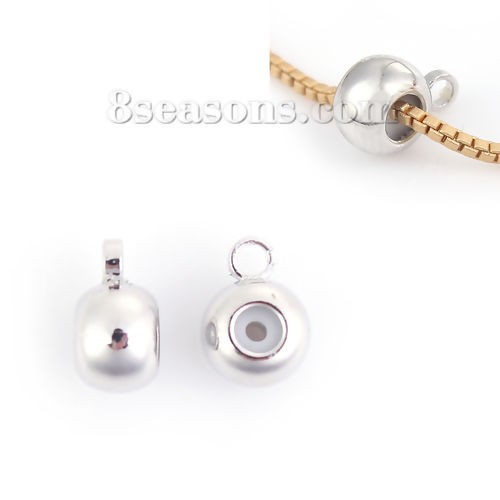 Picture of Brass Slider Clasp Beads Round With Adjustable Silicone Core W/ Loop