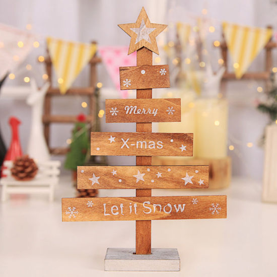 Picture of Wood Ornaments Natural Christmas Tree 27.5cm(10 7/8") x 8cm(3 1/8"), 1 Piece