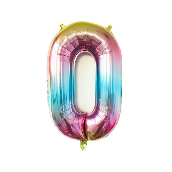 Image de Ballon en Feuille d'Aluminium Chiffre Multicolore Message " 0 " 81.3cm, 1 Pièce