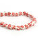 Picture of Ceramic Beads Flat Round Red Plum Flower About 9mm Dia, Hole: Approx 2.6mm, 28.5cm long, 1 Strand (Approx 36 PCs/Strand)