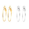 Imagen de Zamak Pendientes Círculos Chapado en Oro 31mm x 25mm, Post/ Wire: (20 gauge), 4 Unidades