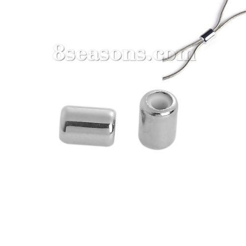 Picture of Brass Spacer Slider Clasp Beads Cylinder With Adjustable Silicone Core