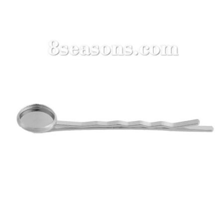 Iron Based Alloy Bobby Pins Hair Clips Findings Round Cabochon Settings  