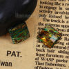 Picture of Resin AB Rainbow Color Aurora Borealis Embellishments Square Green Tinfoil Ammolite Effect Faceted 12mm( 4/8") x 12mm( 4/8"), 10 PCs