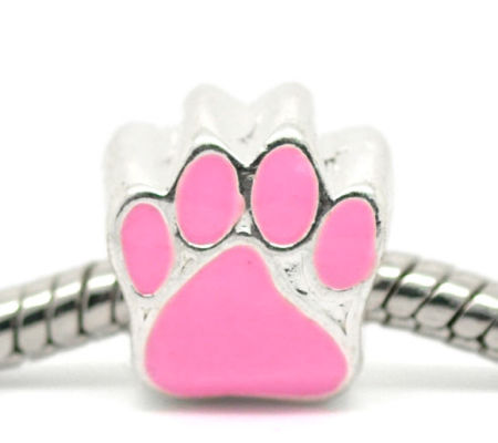 Zinc Metal Alloy European Style Large Hole Charm Beads Bear's PawEnamel About 