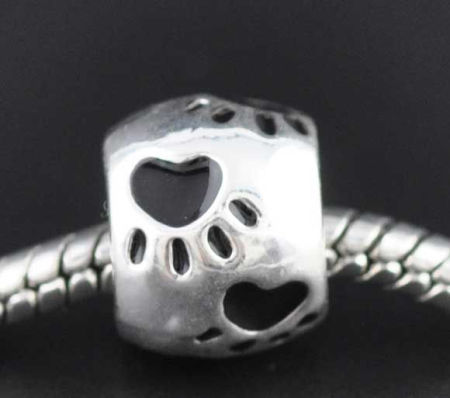 Zinc Metal Alloy European Style Large Hole Charm Beads DrumBear Paw Carved Enamel About 