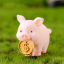 Picture of Ornaments Decorations Pig Animal Pink 34mm x 30mm, 1 Piece