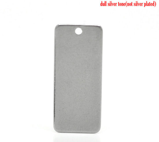 Picture of 304 Stainless Steel Blank Stamping Tags Pendants Silver Tone Roller Burnishing 20 PCs
