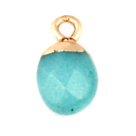 (Klasse B) Malachit ( Natur ) Charms Oval Blau 14mm x 9mm - 13mm x 8mm, 1 Stück