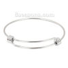 Picture of Stainless Steel Expandable Bangles Bracelets Double Bar Round Silver Tone 26cm(10 2/8") long, 2 PCs