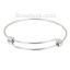 Picture of Stainless Steel Expandable Bangles Bracelets Double Bar Round Silver Tone 26cm(10 2/8") long, 2 PCs