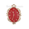 Imagen de Zamak Colgantes Charms Reloj Chapado en Oro Rojo Esmalte 25mm x 18mm, 10 Unidades