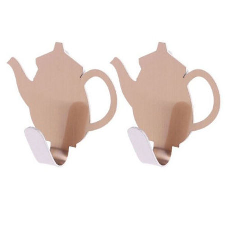 Stainless Steel Wall Hook For Clothes Coat Robe Purse Hat Hanger Rose Gold Teapot 47mm x 45mm, 1 Set