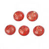 Picture of Acrylic Dome Seals Cabochon Round Red Stripe Pattern 10mm( 3/8") Dia, 200 PCs