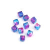 Imagen de Vidrio Cuentas Cuadrado, Azul & Fucsia Dos Colores Sección Aprox 5mm x 5mm, Agujero: Aprox 1.4mm, 100 Unidades