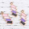 Picture of Zinc Based Alloy Charms Rectangle Gold Plated Multicolor Enamel Glitter 22mm( 7/8") x 8mm( 3/8"), 20 PCs