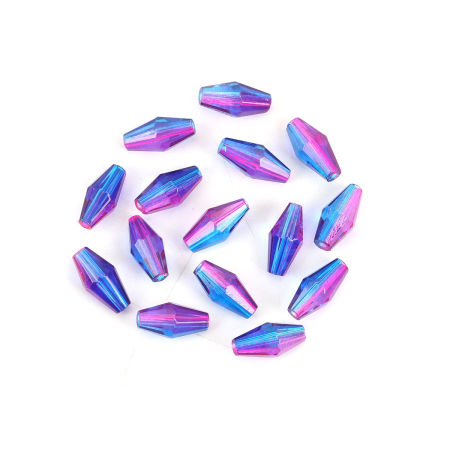 Vidrio Cuentas Florero, Azul Oscuro & Fucsia Dos Colores Sección Aprox 11mm x 6mm, Agujero: Aprox 1.5mm, 50 Unidades