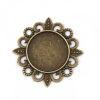 Bild von Zinklegierung Cabochon Fassung Blumen Bronzefarbe Cabochon Fassung (für 18mm D.) 32mm x 32mm, 30 Stück