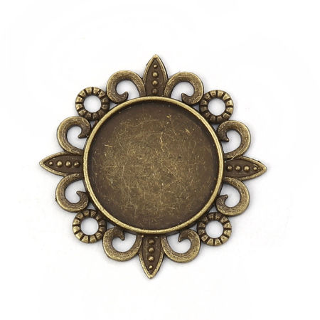 Zinklegierung Cabochon Fassung Blumen Bronzefarbe Cabochon Fassung (für 18mm D.) 32mm x 32mm, 30 Stück