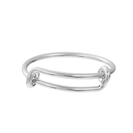 Ottone Espandibile Anello Doppia Bar Tondo Argento Placcato 15.9mm (taglia di US: 5.25), 2 Pz