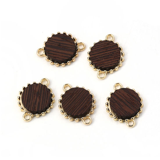 Imagen de Zamak Conectores Ronda Chapado en Oro Café 19mm x 15mm, 10 Unidades