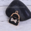 Picture of Zinc Based Alloy Charms Bag Bowknot Clear Rhinestone Enamel 