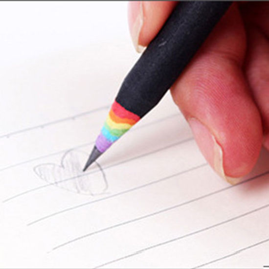 Picture of Black pen HB cute multi-color student prize rainbow pen creative stationery multi-energy pencil