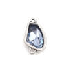 Picture of Zinc Based Alloy Connectors Irregular Antique Silver Color Faceted Blue Rhinestone 28mm x 16mm, 5 PCs