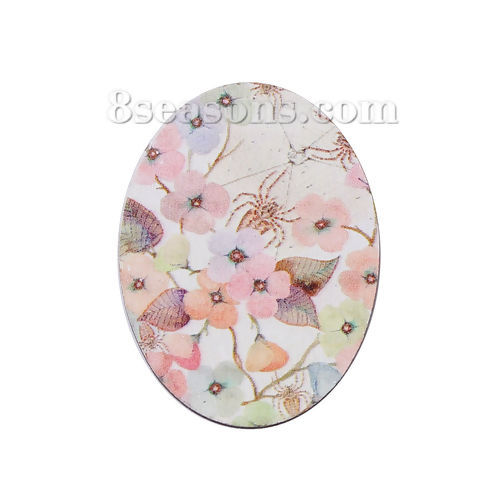 Picture of Natural Wood Embellishments Scrapbooking Oval Flower Halloween Spider Animal Pattern