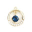 Picture of Brass Charms Gold Plated Round Hollow Dark Blue Rhinestone 12mm x 11mm, 2 PCs