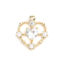 Picture of Brass Valentine's Day Charms Gold Plated Heart Hollow Clear Rhinestone 15mm x 14mm, 2 PCs