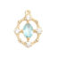 Picture of Brass Charms Gold Plated Oval Hollow Light Blue Rhinestone 16mm x 12mm, 2 PCs
