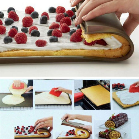 Silicone Baking Mat Rolling Pad Non-stick Rectangle Coffee 31cm(12 2/8") x 26cm(10 2/8"), 1 Piece