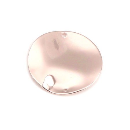 Messing Gehämmert Verbinder Rund Rosegold 22mm D., 5 Stück