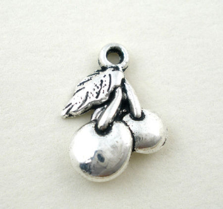 Zinc Based Alloy Charms Cherry Fruit Antique Silver Color 18mm( 6/8") x 14mm( 4/8"), 40 PCs