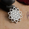 Picture of Zinc Based Alloy Flower Of Life Charms Pendants Hollow Carved 