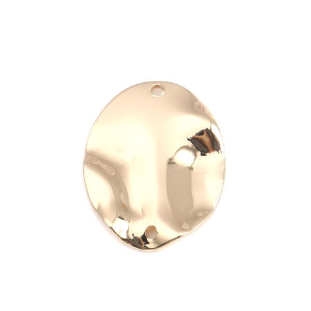 真鍮 打ち出し コネクター 楕円形 金メッキ 25mm x 20mm、 5 個
