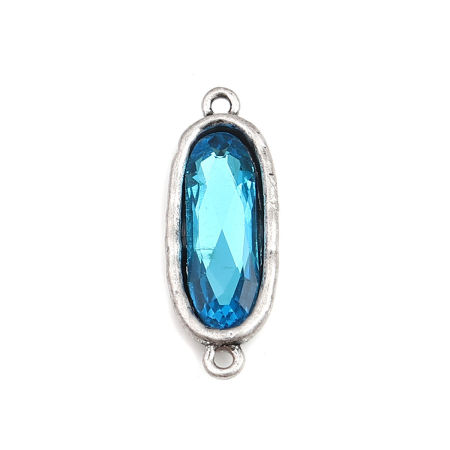 Zinc Based Alloy Connectors Oval Filled Faceted Lake Rhinestone 