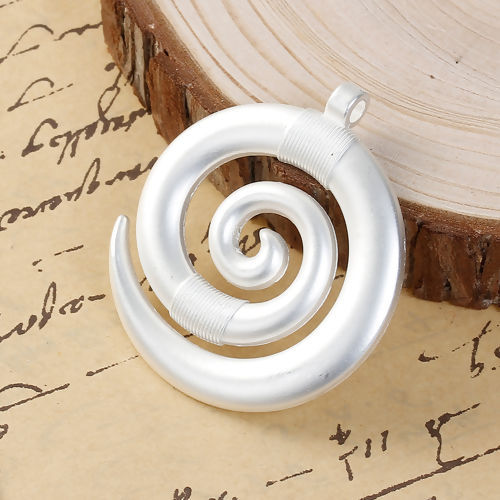Picture of Zinc Based Alloy Boho Chic Bohemia Pendants Spiral Matt Silver Color 