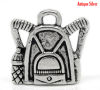 Picture of Graduation Jewelry Zinc Based Alloy Charms Backpack Antique Silver Color 16mm x 16mm( 5/8"x 5/8"), 50 PCs