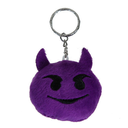 Image de Porte-Clés en PP Coton Argent Mat Violet Emoticône Halloween 10.1cm, 1 Pièce