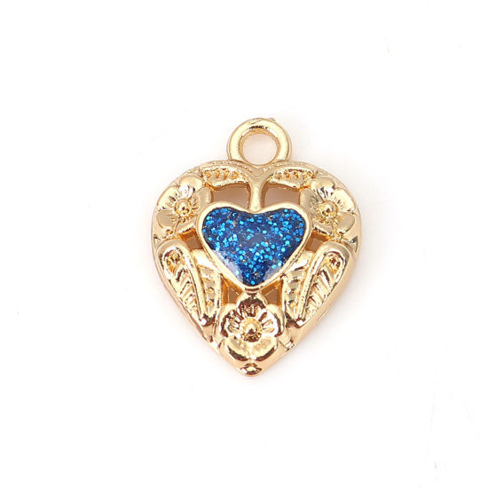 Picture of Zinc Based Alloy Charms Heart Glitter Enamel 