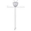 Imagen de Aleación del Cinc Botón Snap  Bolo Corbata de Lazo Ajusta a 18mm/20mm Snap Botones Triángulo Tono de Plata 43cm de largo Tamaño del agujero: 6mm, 1 Unidad