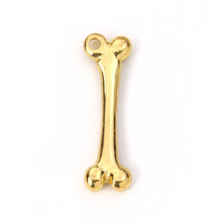Zinc Based Alloy Pendants Bone Gold Plated 30mm(1 1/8") x 9mm( 3/8"), 20 PCs