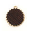 Picture of Zinc Based Alloy & Natural Wood Charms Round Disc Gold Plated Coffee 23mm( 7/8") x 21mm( 7/8"), 5 PCs